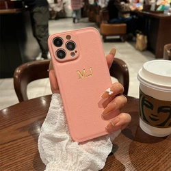 Personalized Custom Leather Name Case with Initials - iPhone 17 (Pink)
