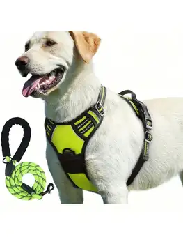 2pcs Reflective Dog Harness And 1.5 Meter Leash Breathable Pet Harness For Large And Small Medium Dogs And Cats Puppy Chest Vest 2
