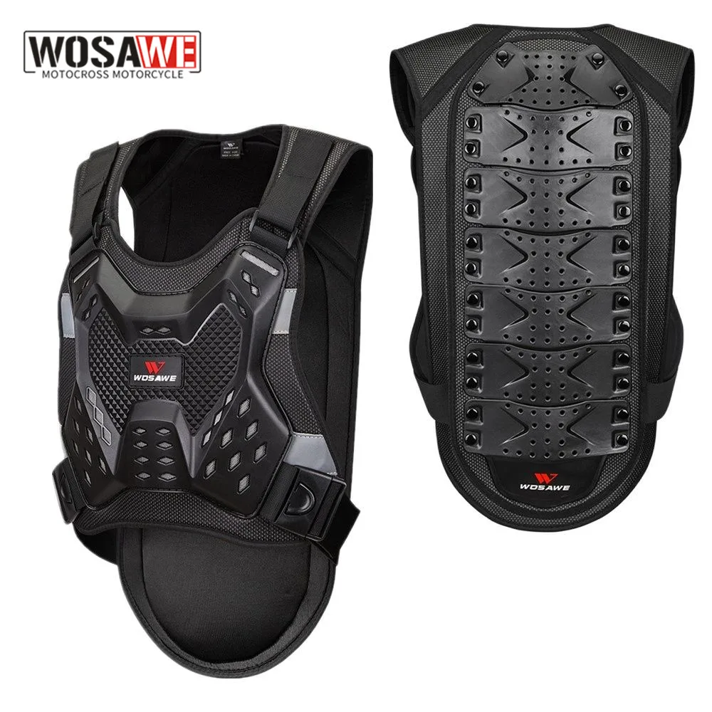 WOSAWE Motorcycle Armor Vest Adult Chest Back Protection Rider Motocross Off Road Spine Support Body Protective Gear Motorcycle Armor Motorcycle Body Armor Body Protector Motorcycle Armor Vest