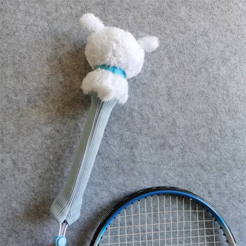 White Dog Badminton Racket Handle Cover Plush Doll Grip Protectors Handcraft Gift