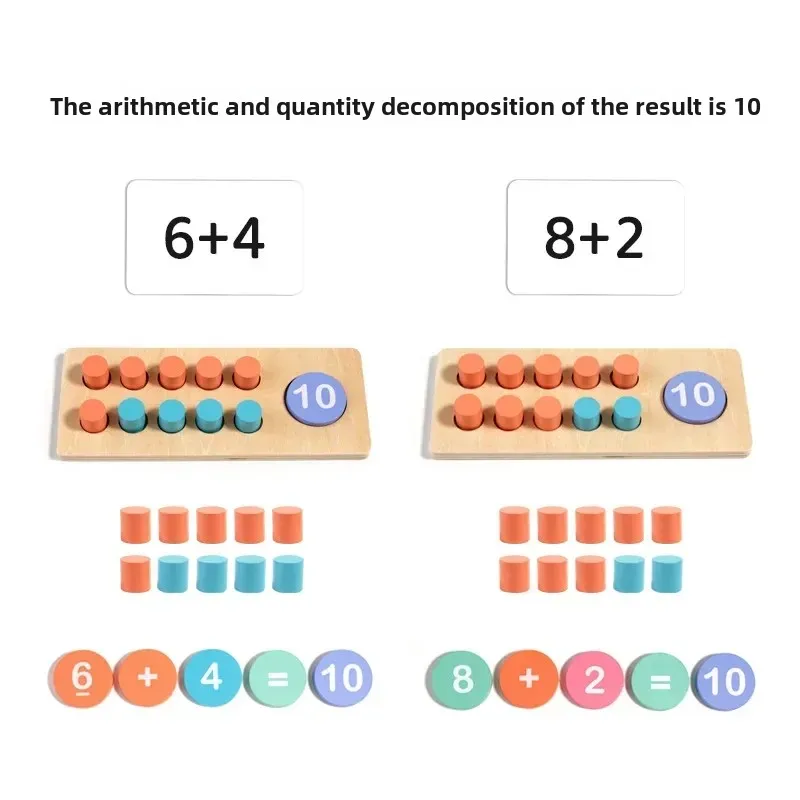 Children's Wooden Number Board Cognitive Matching Addition Subtraction Operation Montessori Logical Thinking Training Math Toys