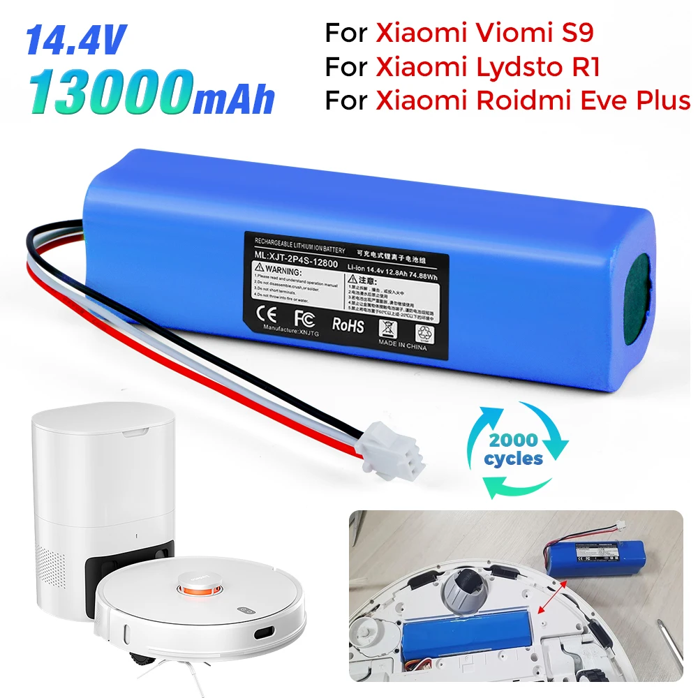 

For XiaoMi Lydsto R1 Roidmi Eve Plus Viomi S9 Robot Vacuum Cleaner Replacement Battery Pack Capacity 13000mAh Spare Batteries