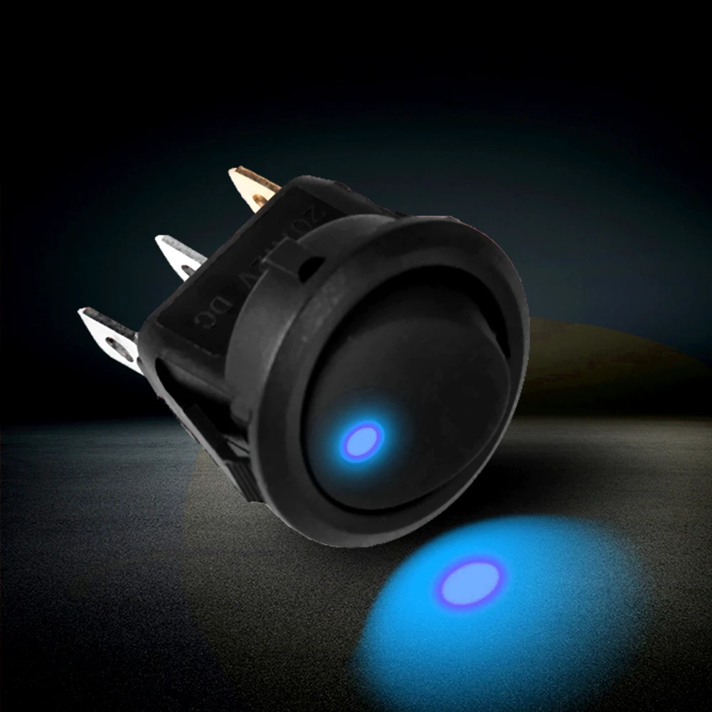 12V 20A Black Car Boat Round Dot LED Light Rocker Toggle Switch