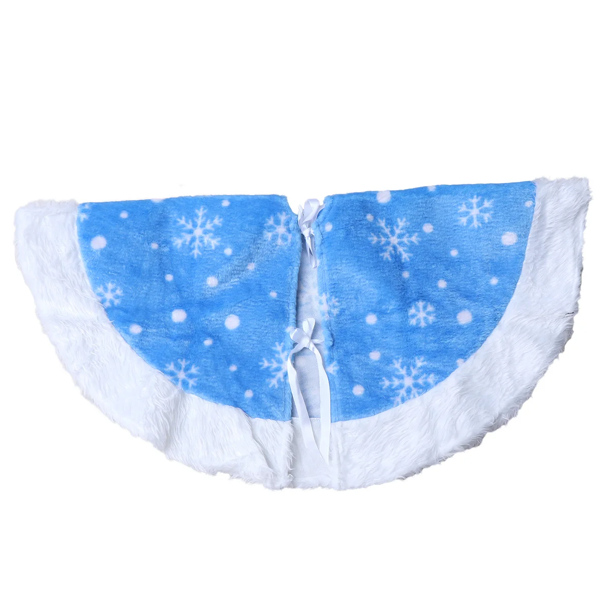 

Bright Blue Plush Christmas Tree Dress Tree Skirt for Christmas Decoration Use