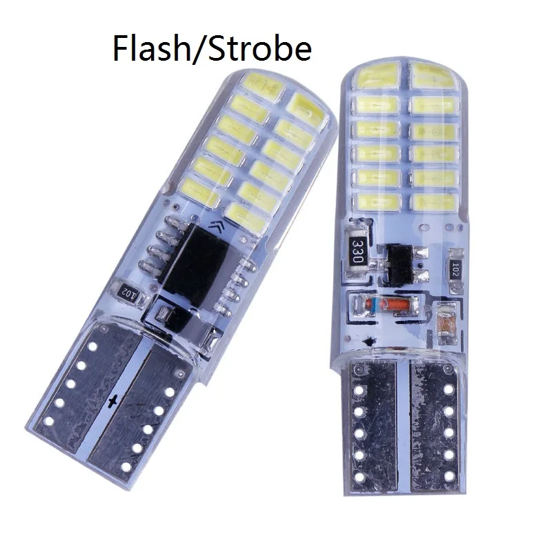 

50PCS T10 W5W Car LED Signal Bulb Interior Light 12V Super Bright Auto Reading Light License Plate Wedge Side Lamp Strobe 24SMD