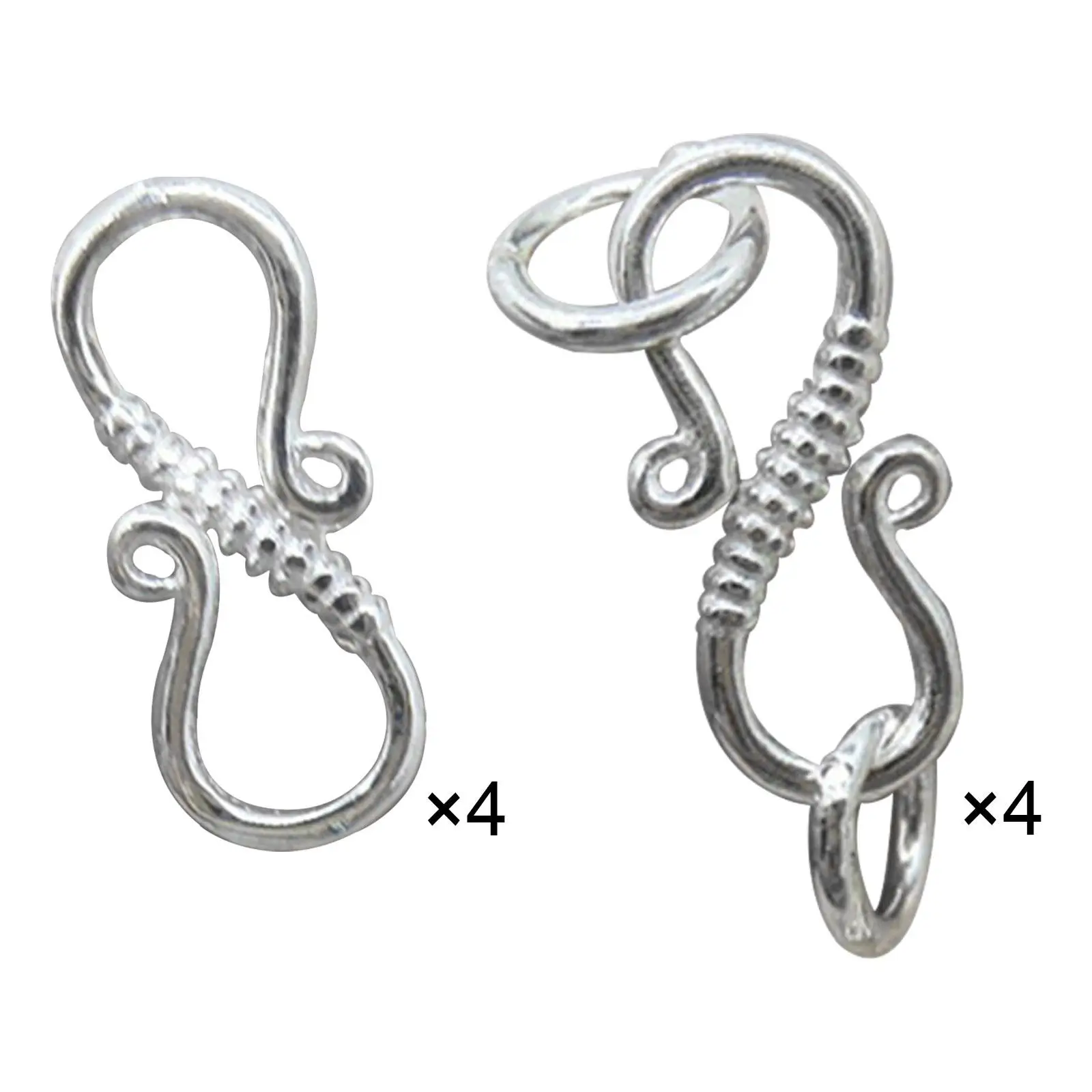 

4Pcs S Hook Clasp Sterling Silver Plated Buckle 0.47in Connectors Eye Clasp for Jewellery Findings DIY Crafts Bracelets