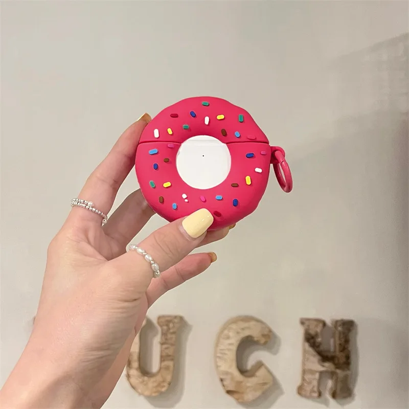 

Pink Doughnut Cute 3D Cases For Apple Airpods 1 2 3 Pro2 Wireless bluetooth Headphone Cover Protective for air pods Pro