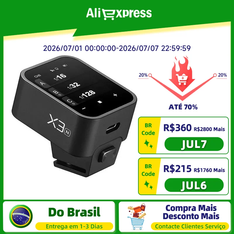 Godox Flash sem fio gatilho, OLED Touch Screen transmissor, carga rápida para Canon, Nikon, Sony, Fujifilm, X3, TTL, HSS, 2.4G