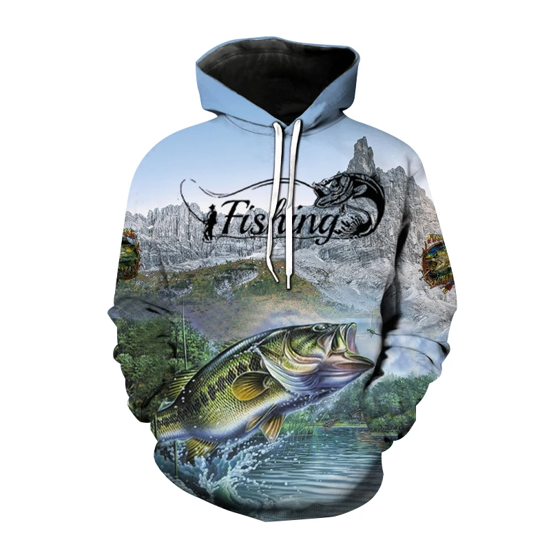 thumbnail image 1 of Nueva sudadera con capucha con estampado 3D de pesca salvaje para hombres, sudadera para entusiastas de la caza de peces, sudaderas de talla grande para hombres y mujeres, 1 of 5