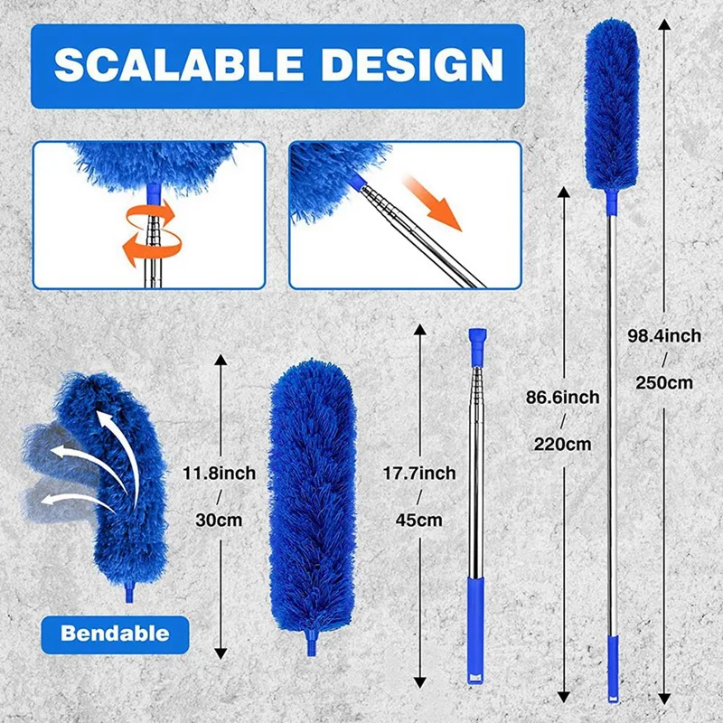 Gutter Cleaning Brush 2X Roofing Tool With Telescopic Extendable Pole 8.2Ft Guard Cleaner Tool Easy Remove Leave