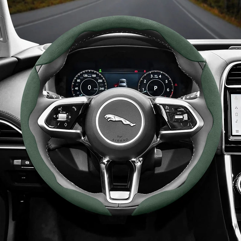 Für JAGUAR Wildleder Snap-on Lenkrad Abdeckung Fit F-Pace XE E-Pace XF I-Pace F-Type XJ S-Type XK C-X75 Zubehör Para Auto