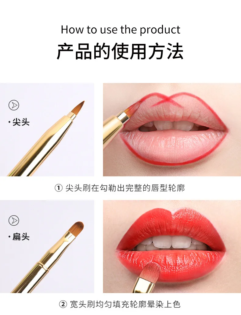 Description Picture 3 of itemRetractable Lip Makeup Brush Lipstick Lip Gloss Brush Telescopic Dual Use Lip Eyeshadow Brush Beauty Tools With Protect Cap