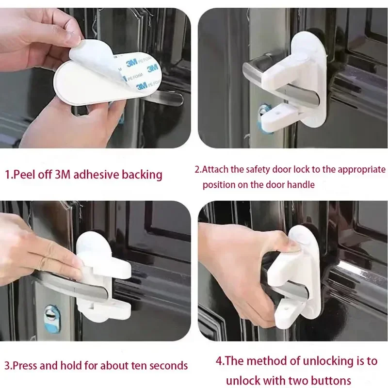 Universal Door Lever Lock Childproof Door Lever Lock Rotation Proof Professional Adhesive Security Latch With Standard door handle lock