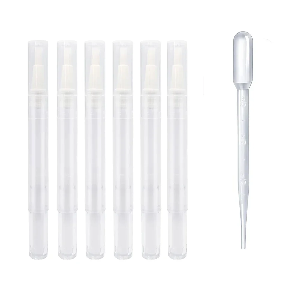 

10/20pcs 3ml clear Twist Pens Empty Nail Oil Pen with Brush Tip Dropper,Lip Gloss Container Applicators Growth Liquid Tube