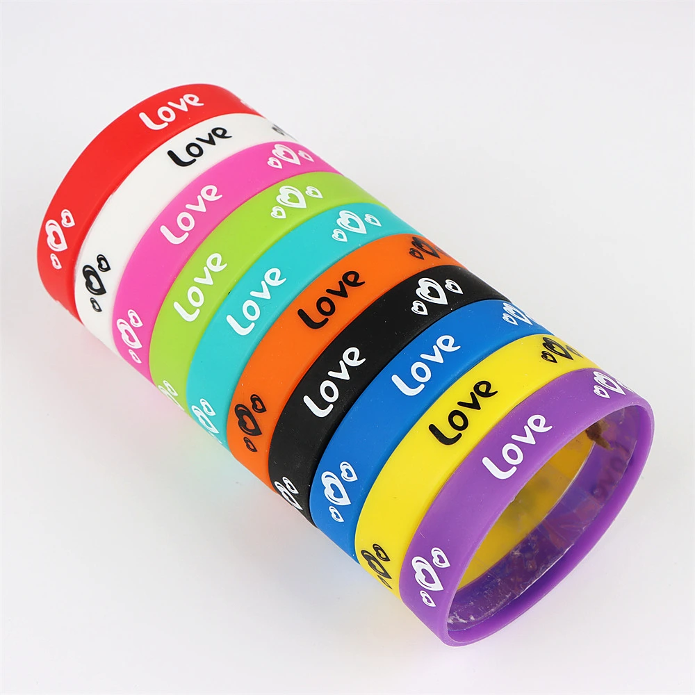 10 Teile/los Mehrfarbige Leucht Herz Silikon Armbänder Für Männer Frauen Blume Sport Mix Stil Gummi Armband Armreif Schmuck Geschenk – Detail 5