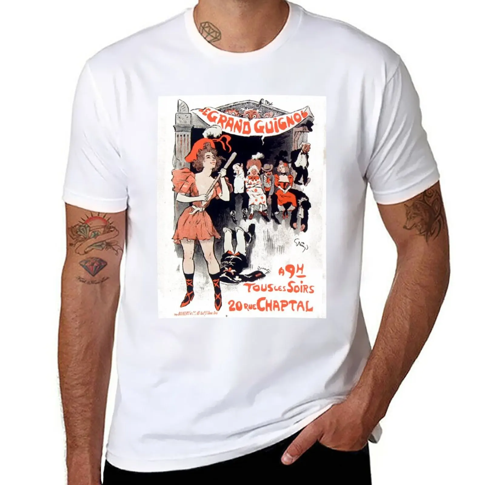 

Vintage Le Thétre du Grand-Guignol T-Shirt tops anime mens vintage t shirts