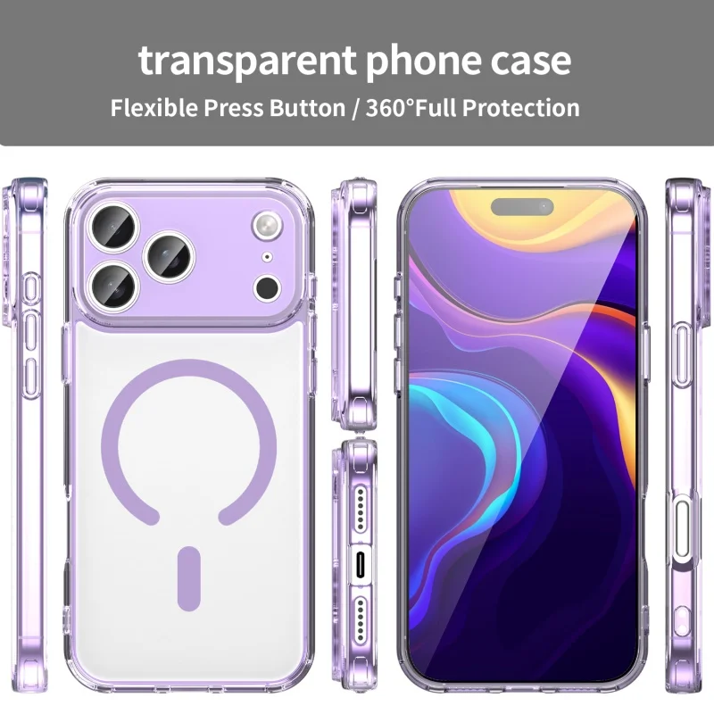 Magnetic Shockproof Transparent Hard Cover with Magsafe Wireless Charging Compatibility