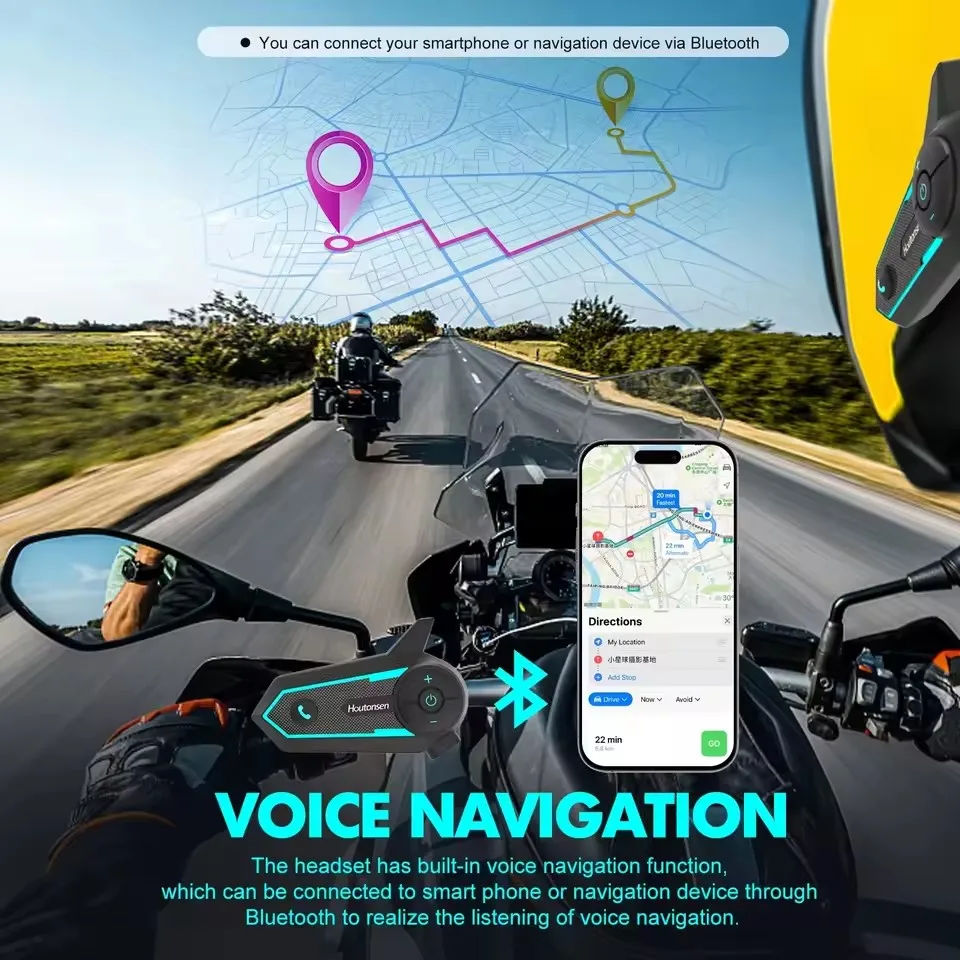 1/2 PCS Houtonsen S6 Motorcycle Intercom Helmet Bluetooth Headset 2 Riders 1000M Interphone Communicator Waterproof Full-duplex