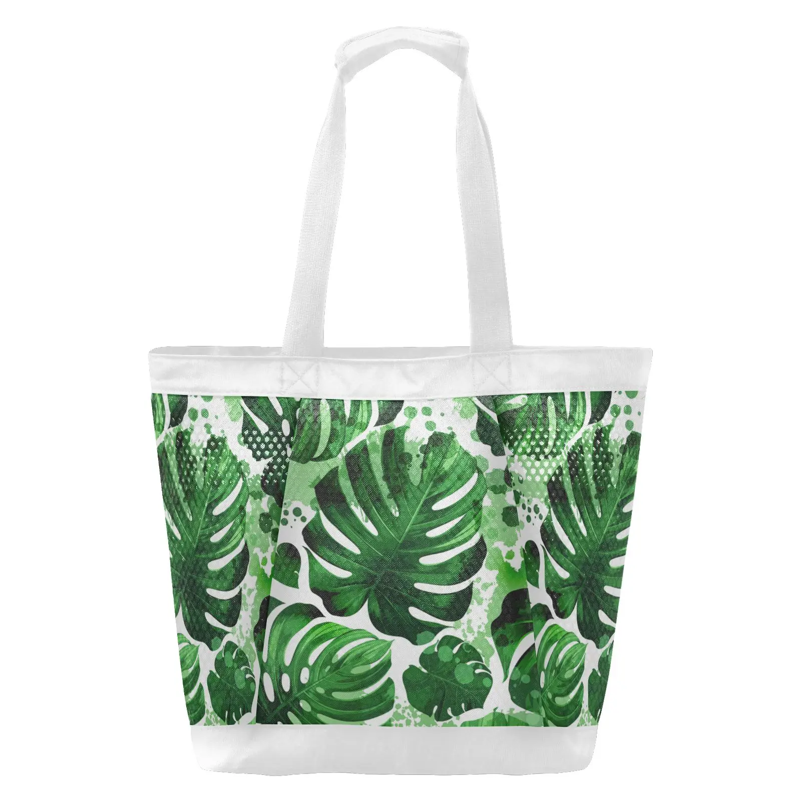 Summer Beach Tote Bag For Women 2022 Nylon Handbags Shopper Shoulder Bag Large Capacity Tropical Palm Leaf Travel Shopping Bag