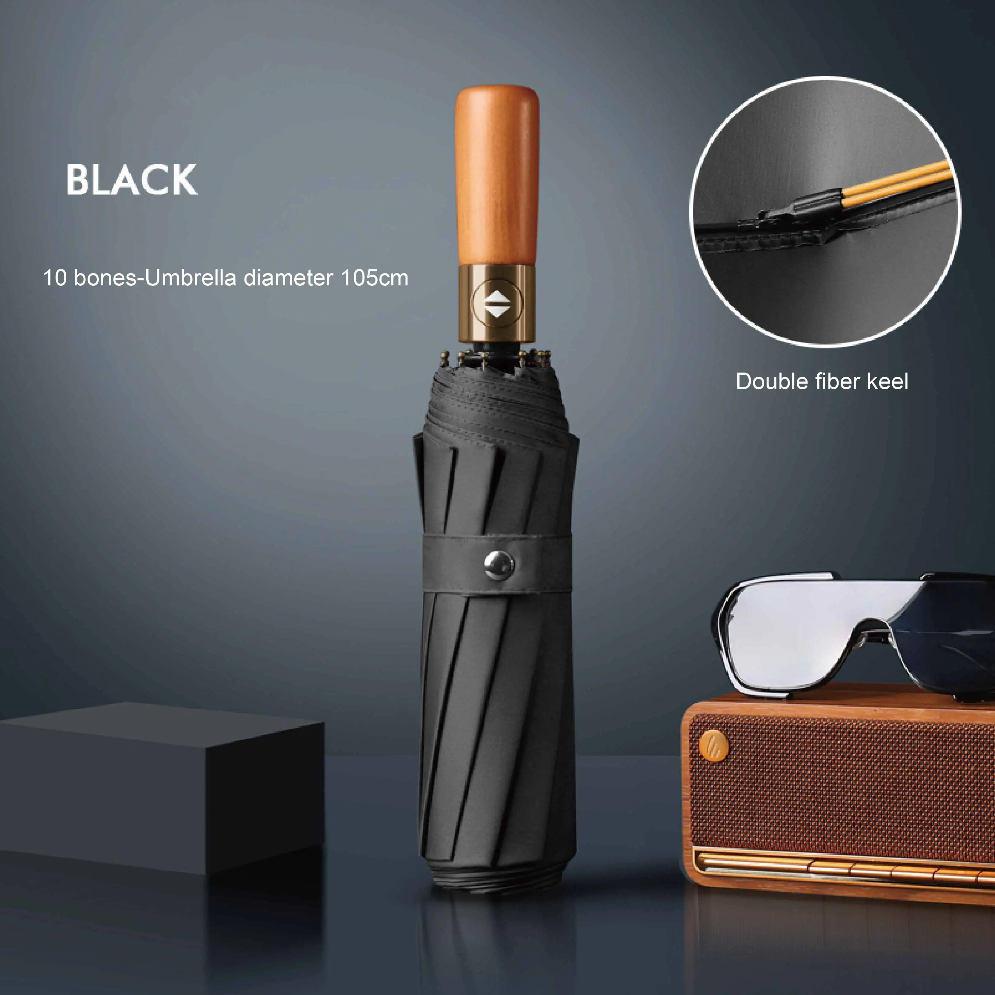 Folding Umbrella 24 bone retro solid wood handle fully automatic sun protection and ultraviolet for men and women folding umbrella mini sun umbrella automatic sun umbrella