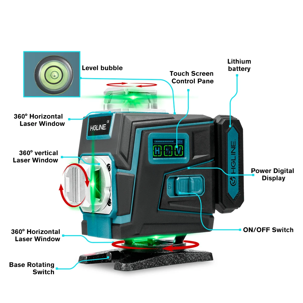 16 Lines Laser Level APP Remote Control Horizontal Vertical Levels Machine Power