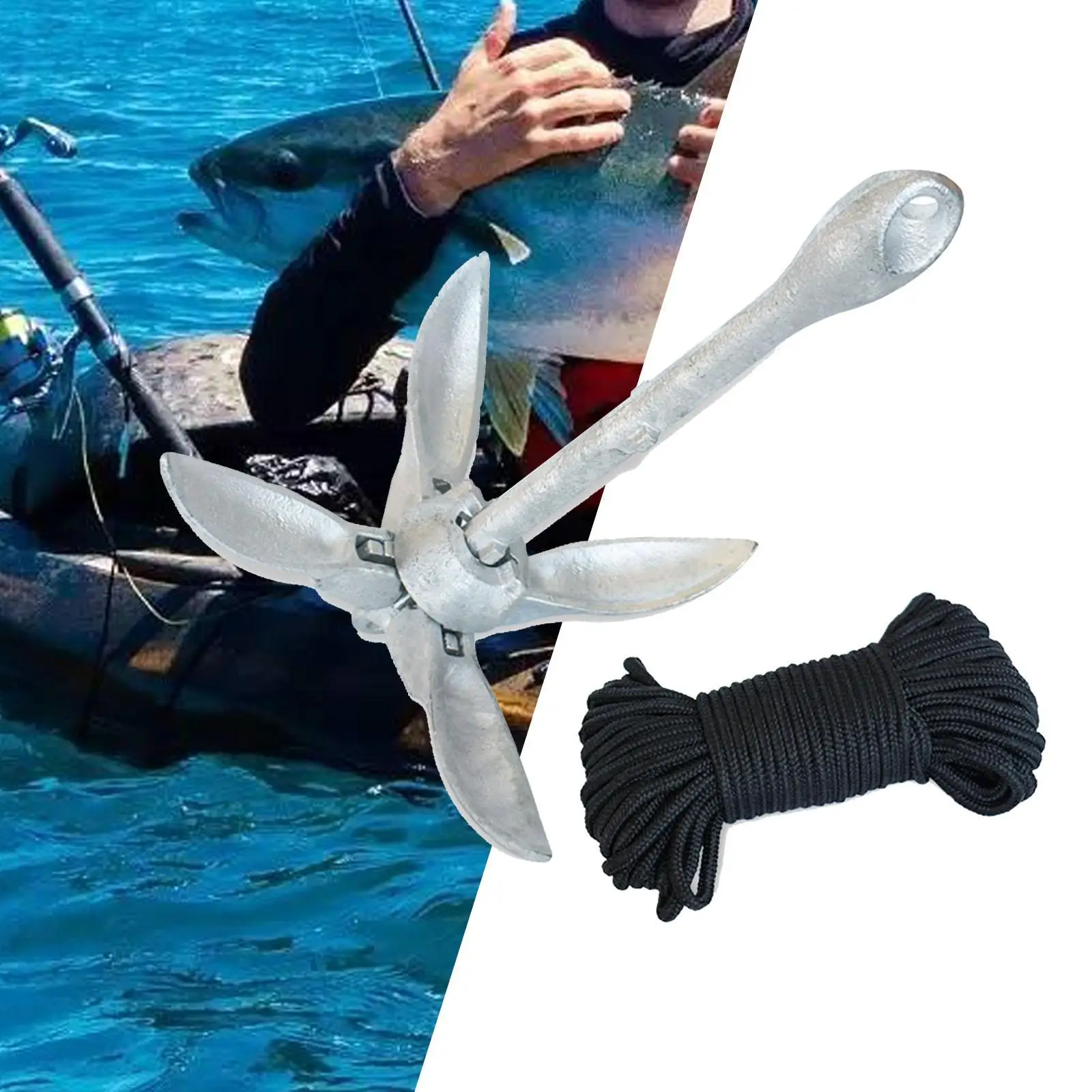 Boat Anchor with Rope Jet Skis Anchor for Dinghies Sand River Lake Canoes