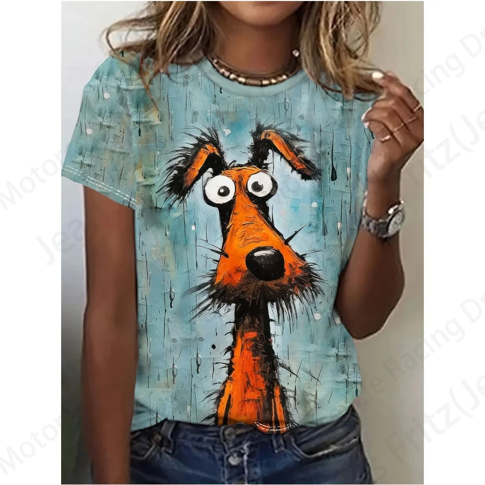 

Summer Women T-shirt 3d Cartoon Dog Print Tshirt Women Fashion T-shirts Cute Animal T Shirt Funny Tops Tees Kawaii Vintage Tops