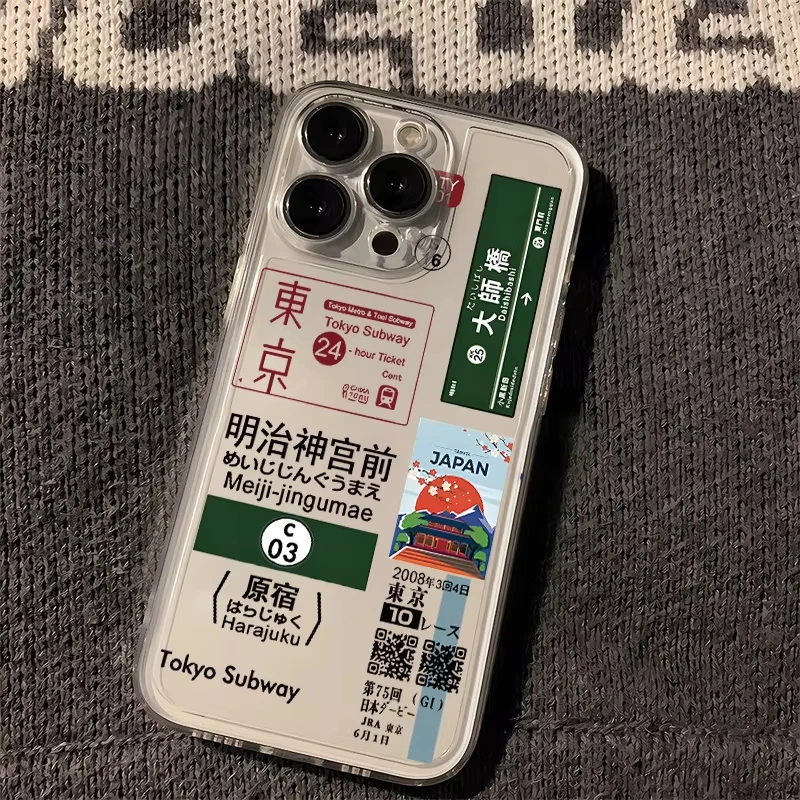 Japan Skyline Clear Phone Case with Kanagawa Label Design