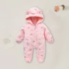 AYNIGIELL 0-12M Cartoon Newborn Bodysuit Warm RompersSoft Newborn Baby Clothes Flannel Autumn Winter Baby Boys Girls Jumpsuit 5