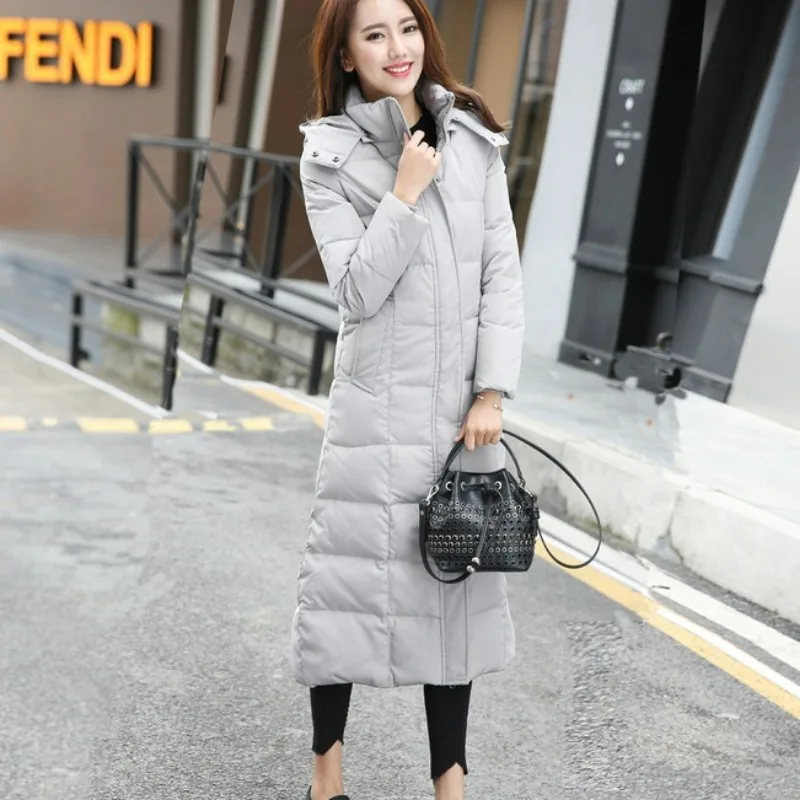 New Women Down Jacket Winter Coat Female Warm Thick Parkas Loose Large Size Extended Version Outwear Fashion Hooded Overcoat