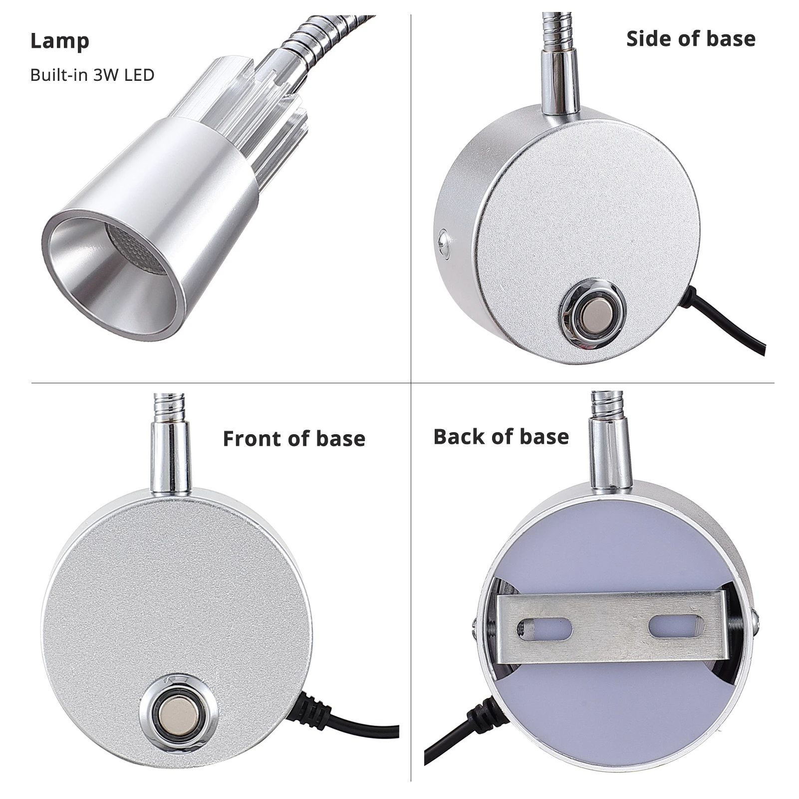 5V USB 3CCT 디밍이 가능한 벽 램프 CRI98 RG0 침대 옆 독서 램프 작업 스포트 라이트 15 Gooessneck 조절 가능