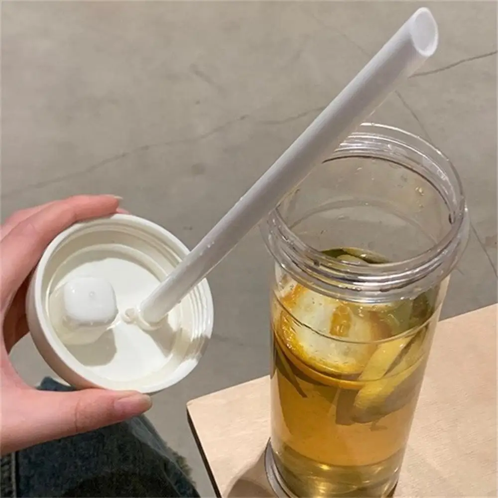간단한 대용량 휴대용 빨대 컵, 식품 등급 플라스틱 물컵, Ins 스타일 투명 물컵, 주스 밀크 티 컵, 1 개