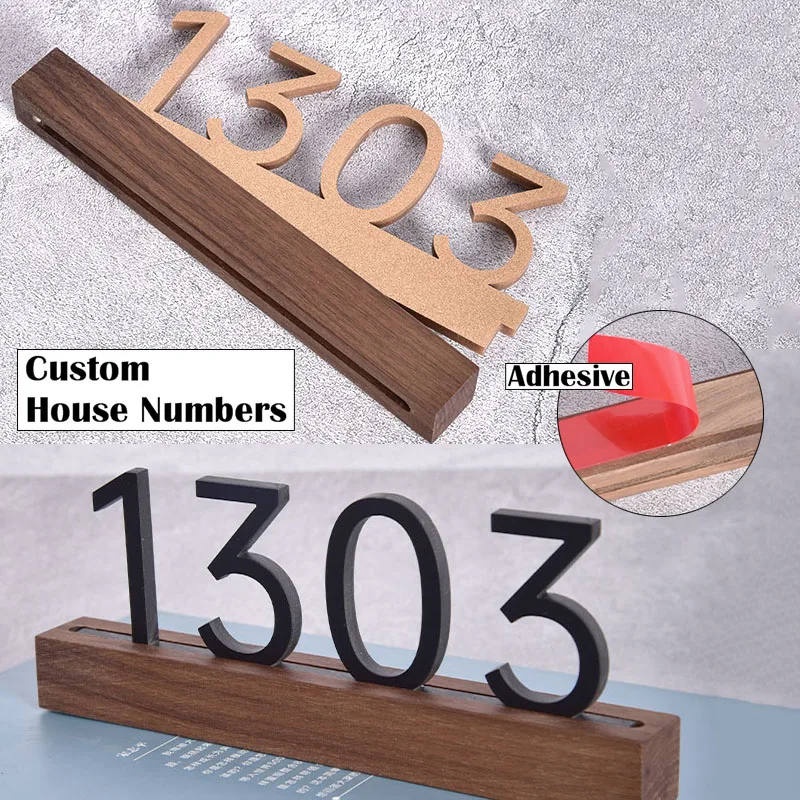 Numéro de maison personnalisé - support en bois adhésif