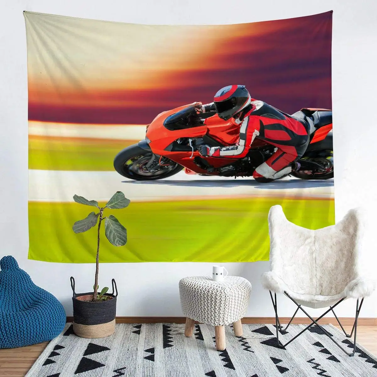 

Motorcycle Tapestry Racing Extreme Sports Tapestries for Boys Girls Wall Hanging Art Cool Home Decor Bedroom Living Room Dorm