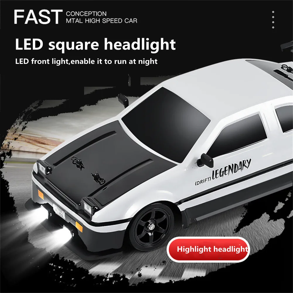 1/16 2.4G 4WD Drift RC Car Spray LED Light High Speed Remote Control Car Models Toys for Boy Kids Children Gifts 3
