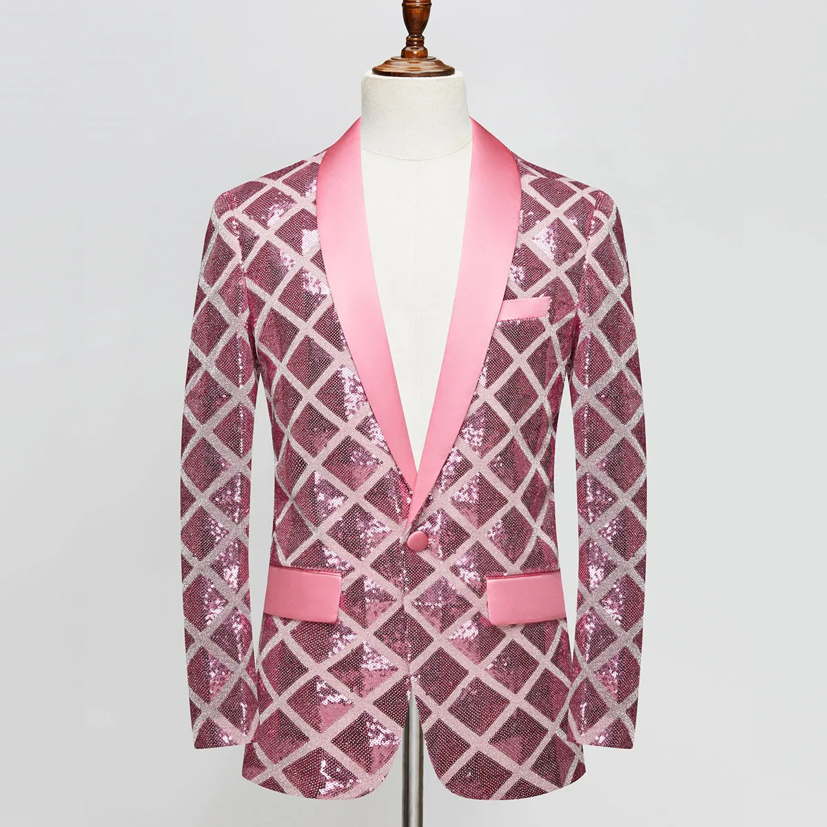 Sequin Splicing Men Suit Jacket 2023 New in Blue Single Button Fashion Performed Clothing Luxury Wedding Prom Party Male Blazers