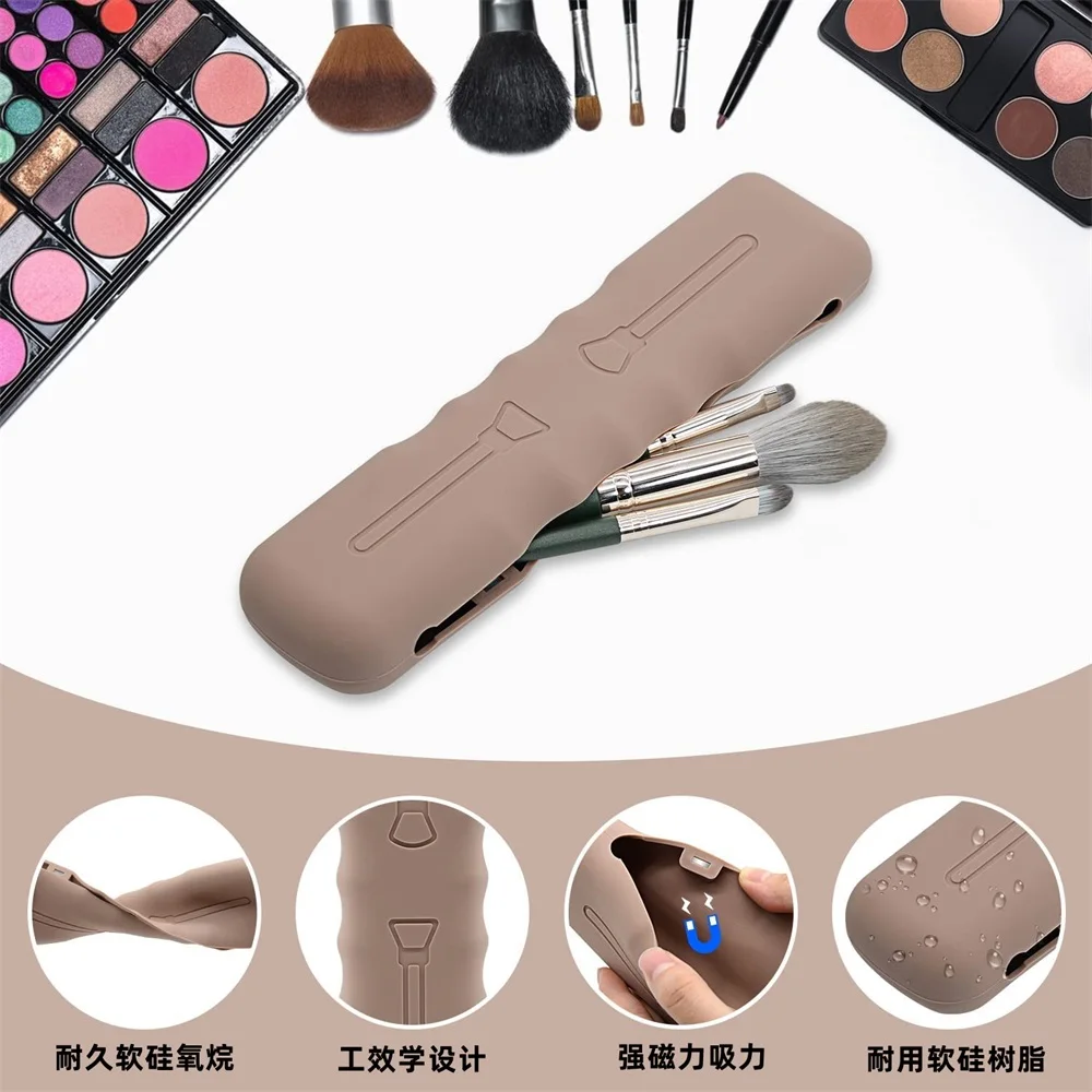 Portable Cosmetic Kit Silicone Makeup Brush Bag Travel Magnetic Makeup Brush Protective Case Storage Bag For Gifts