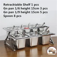 GN pan with rack basin shelf for milk tea shop box jam Stainless Steel Box serving tray salad bowl Storage Chafing Buffet Pan 2