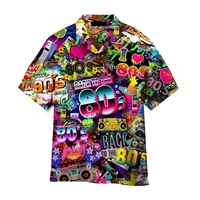 3D Printed Colorful Music Hawaiian Shirts For Men Cool 80s Patterns Blouse Summer Vacation Short Sleeves Tops Loose Aloha Shirts 1
