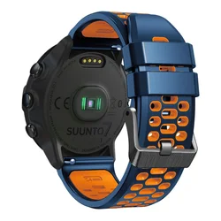 Silicone Watch Strap, 24mm Width, Enhanced Comfort and Style - Sport wrist hr baro (Midnight blue orange)
