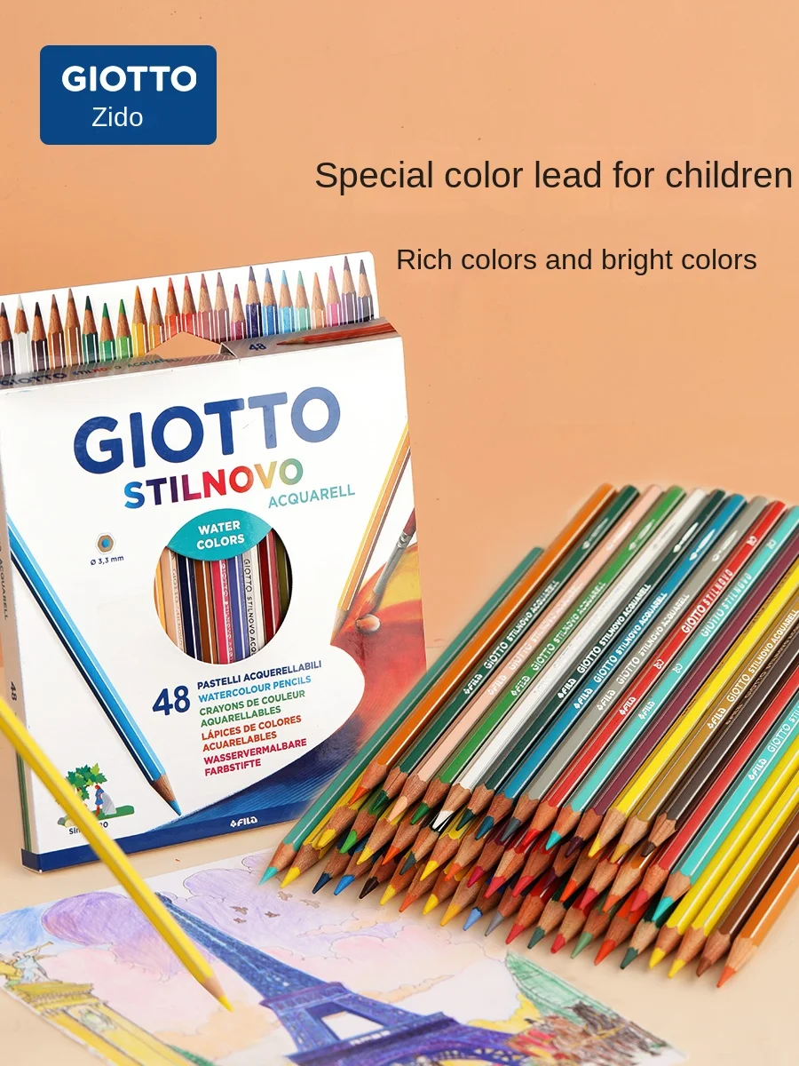 이탈리아 GIOTTO 24/36 컬러 연필 어린이 색칠 연필, 유성 수용성 학생 드로잉 연필, 귀여운 미술 용품 