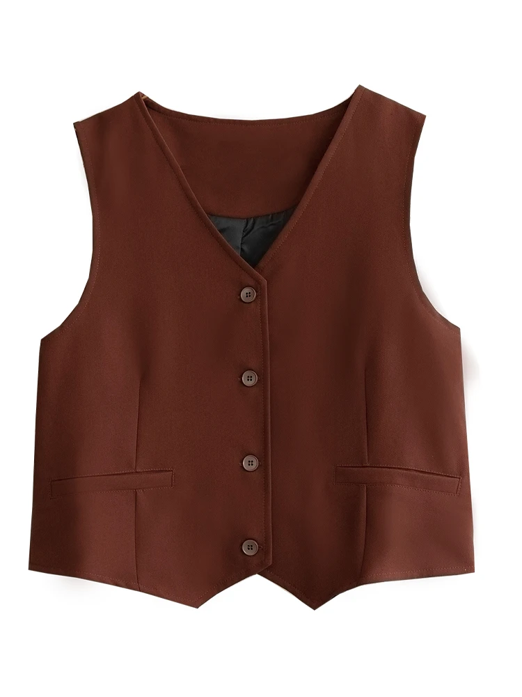 

Japanese-style Wine Red Women's Vest Jacket Casual Niche Design Everyday Versatile Sleeveless Vest New in External Clothes Trf
