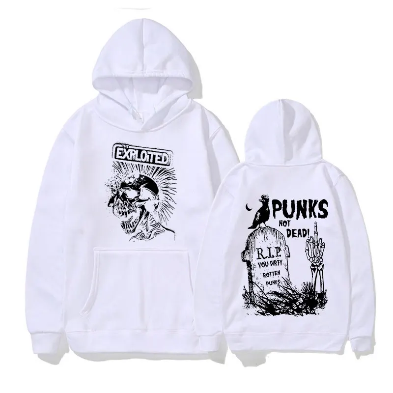 Rock Band The Exploited Not Dead Pullover Hoodie Men's Fashion Hip Hop Sweatshirts Unisex Punk Retro Oversized Hoodies Streetwea 2