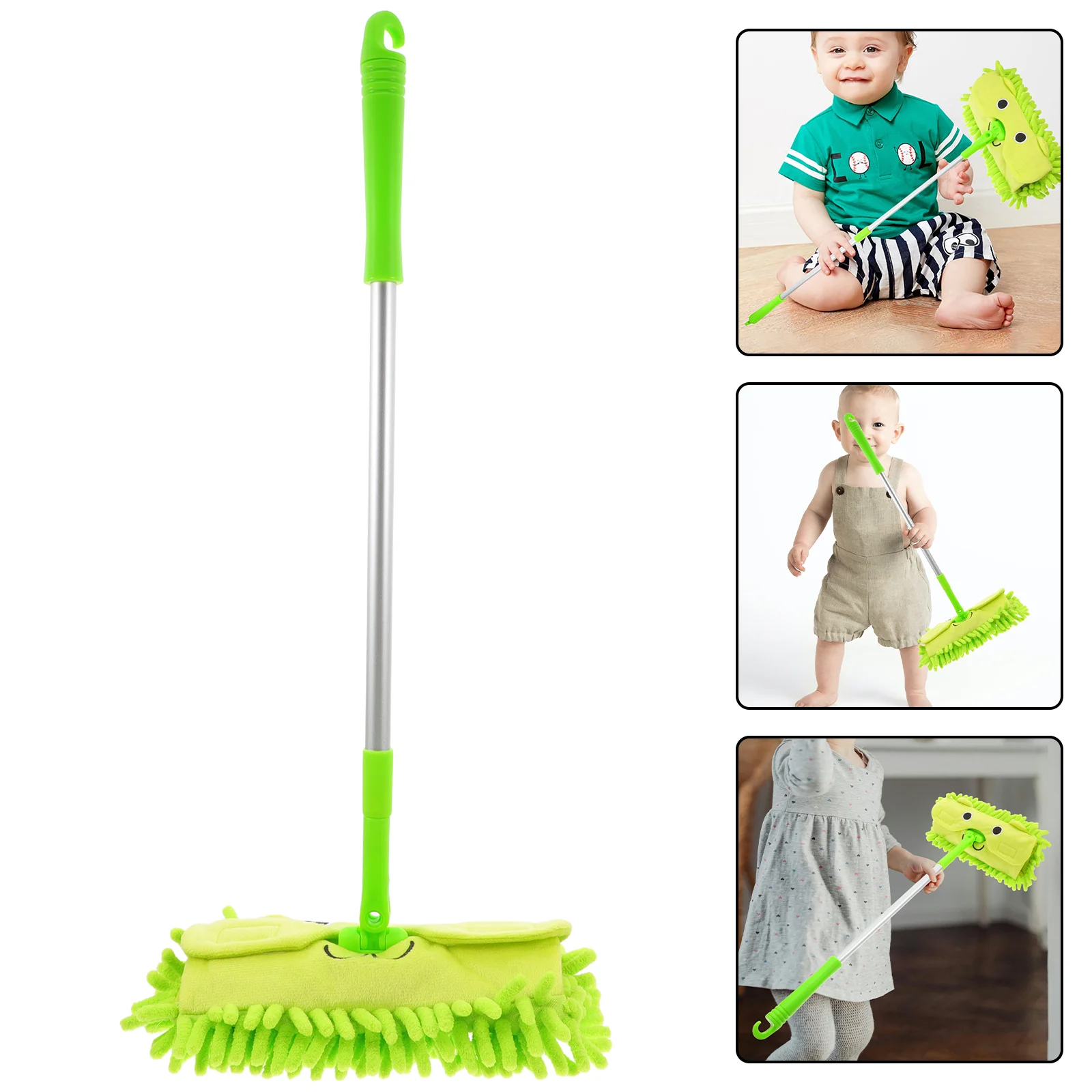 Mini Mop Toy Set Plastic Kids Plaything Green Cartoon Pretend Play Housework Toys Increase Child Hands On Ability Ideal Party