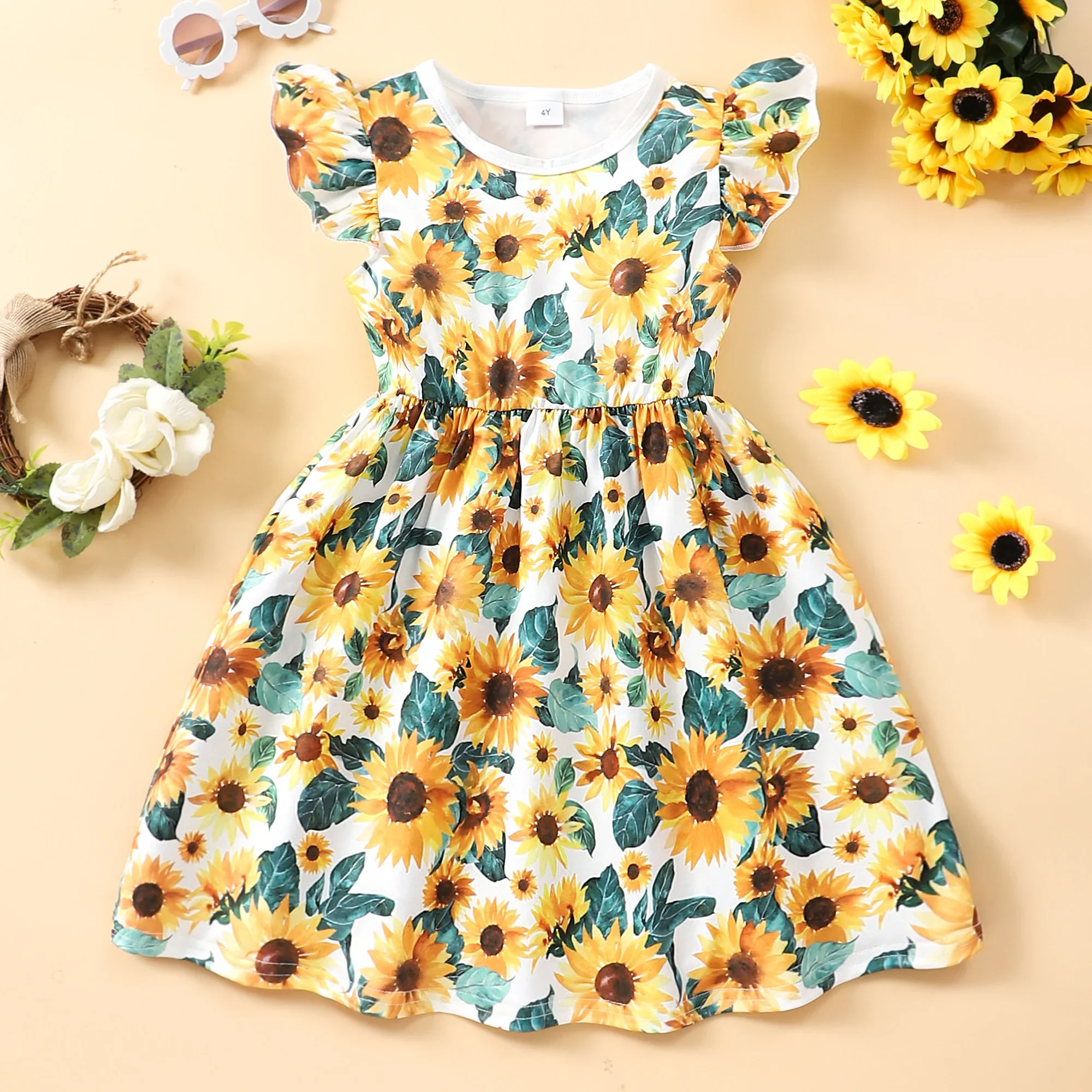 2025 Sunflower Dress for Kids Girl Clothes Summer Short Sleeve Cute Casual  Party Vacation Fashion Toddler Dress 2 3 4 5 6 7 Yrs - AliExpress 1501