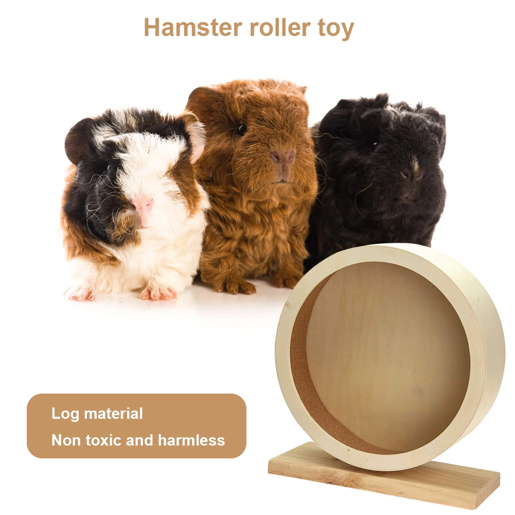 Natural Wood Silent Running Toy Hamster Roller Wheel Exercise Cage Small Pet Sports Wheel Pet Toy for Hamsters Mice Guinea exercise wheel