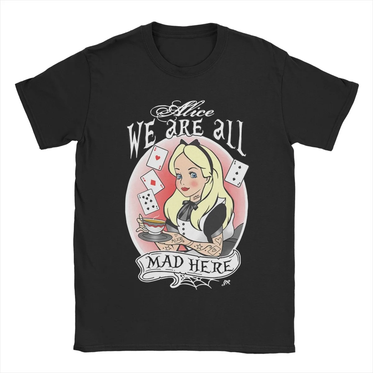 

Punk Alice In Wonderland Anime T Shirts Men Women's Pure Cotton Fun T-Shirts O Neck Disney Tees Short Sleeve Clothes Original