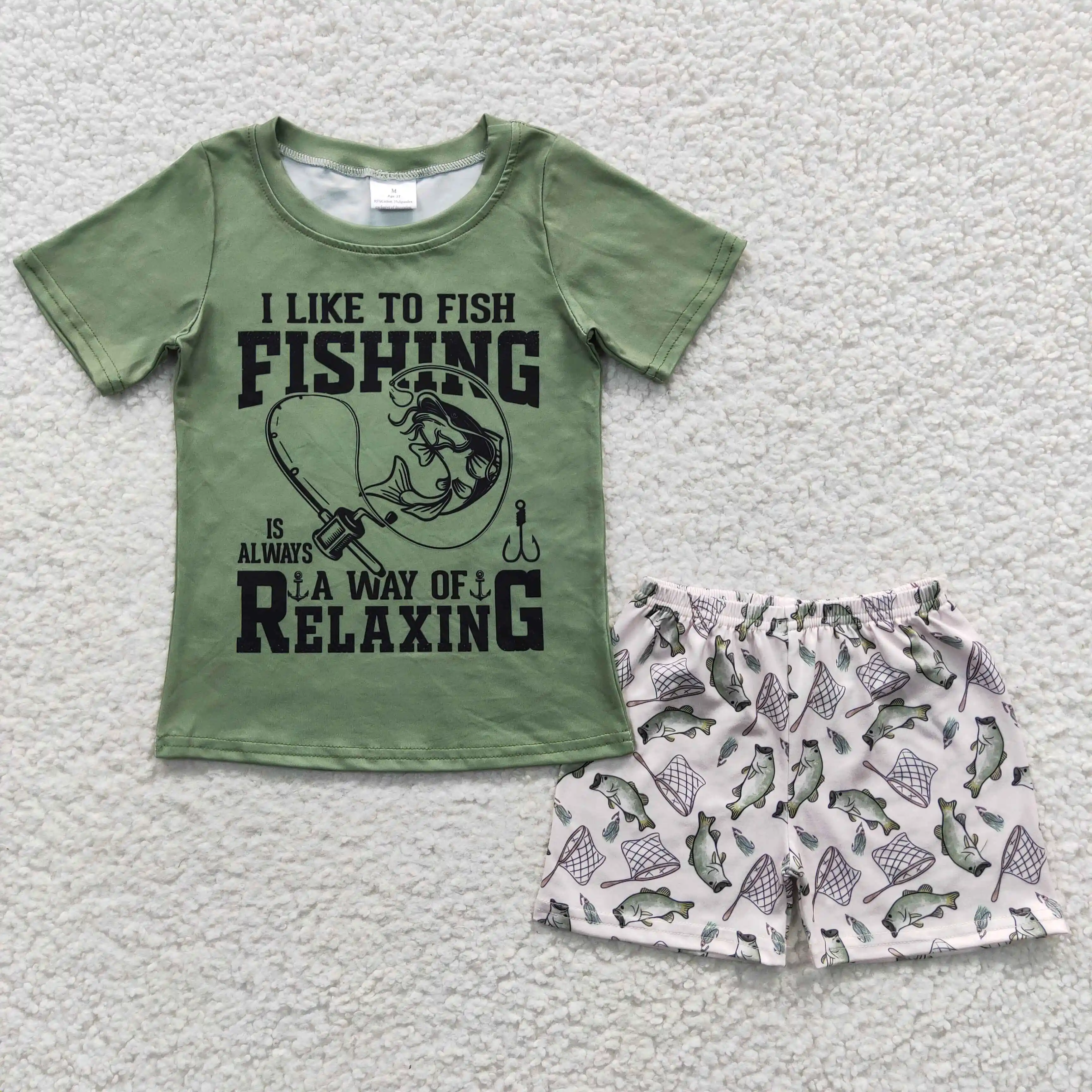 New update wholesale RTS baby summer clothing boutique toddler kids green  sets boys fishing outfits - AliExpress