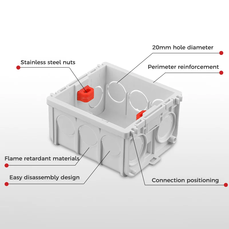 Description Picture 5 of itemYINKA Installation Box Inside Box For 86 Type Switches And Sockets Wiring Back Box Iconic Brand Smart Switch Dark Box Wiring Box EU US