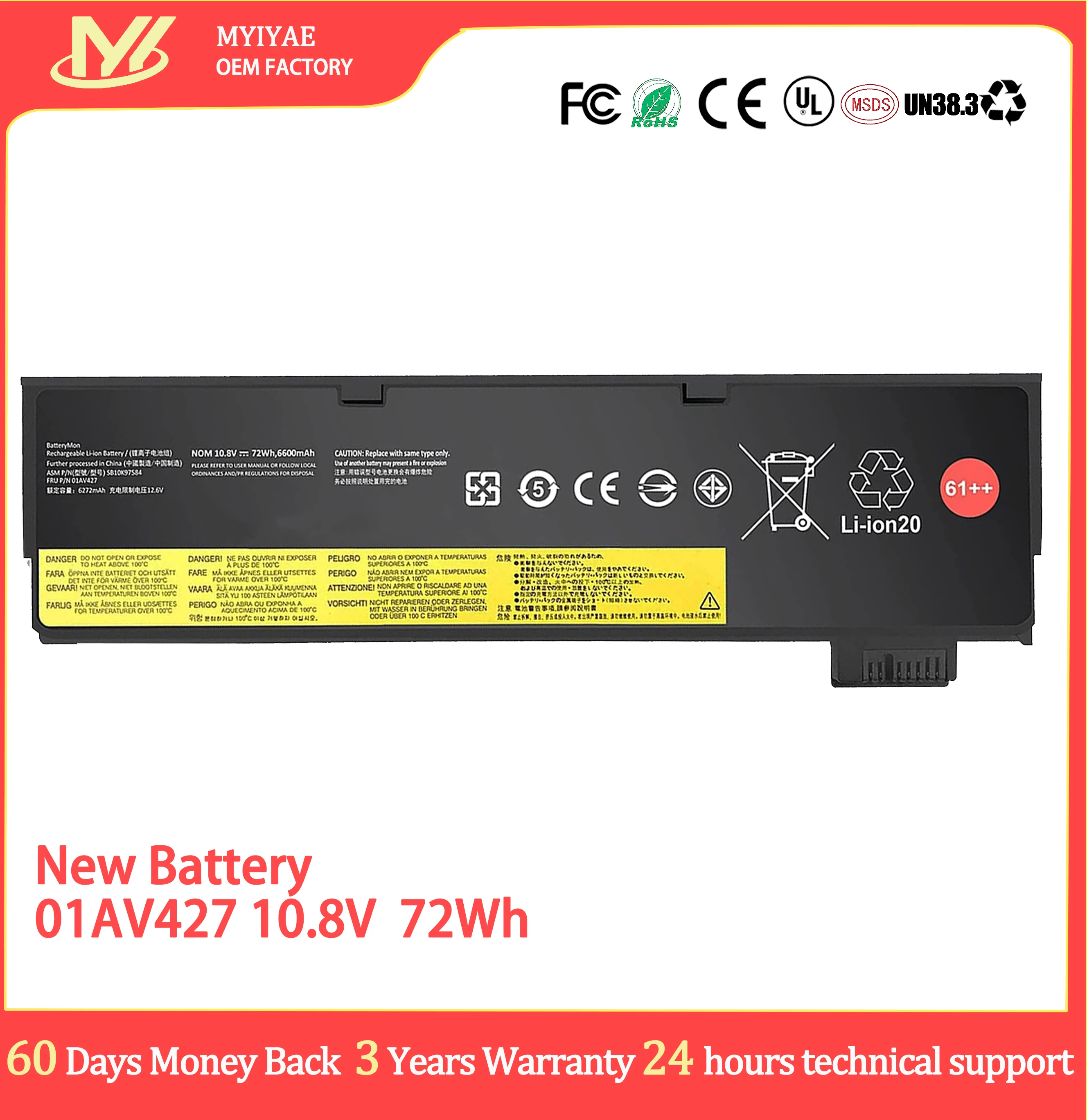 Hot sale laptop battery lithium ion batteries SB10K97584 battery For Lenovo T470 T480 T570 T580